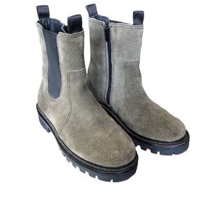 Zara Chelsea Boots Olive Green Lug Soles EU 34